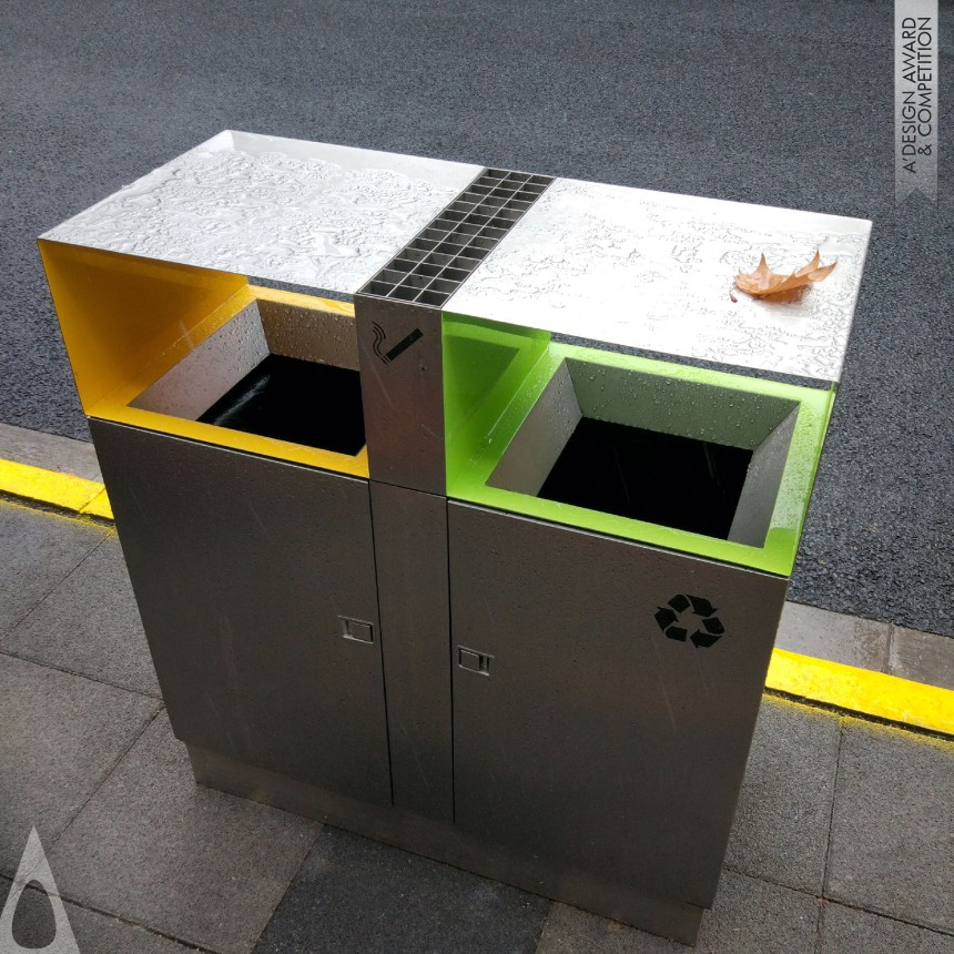 Bronze Street Furniture Design Award Winner 2018 SSS Litter Bin Outdoor Trash Classification 