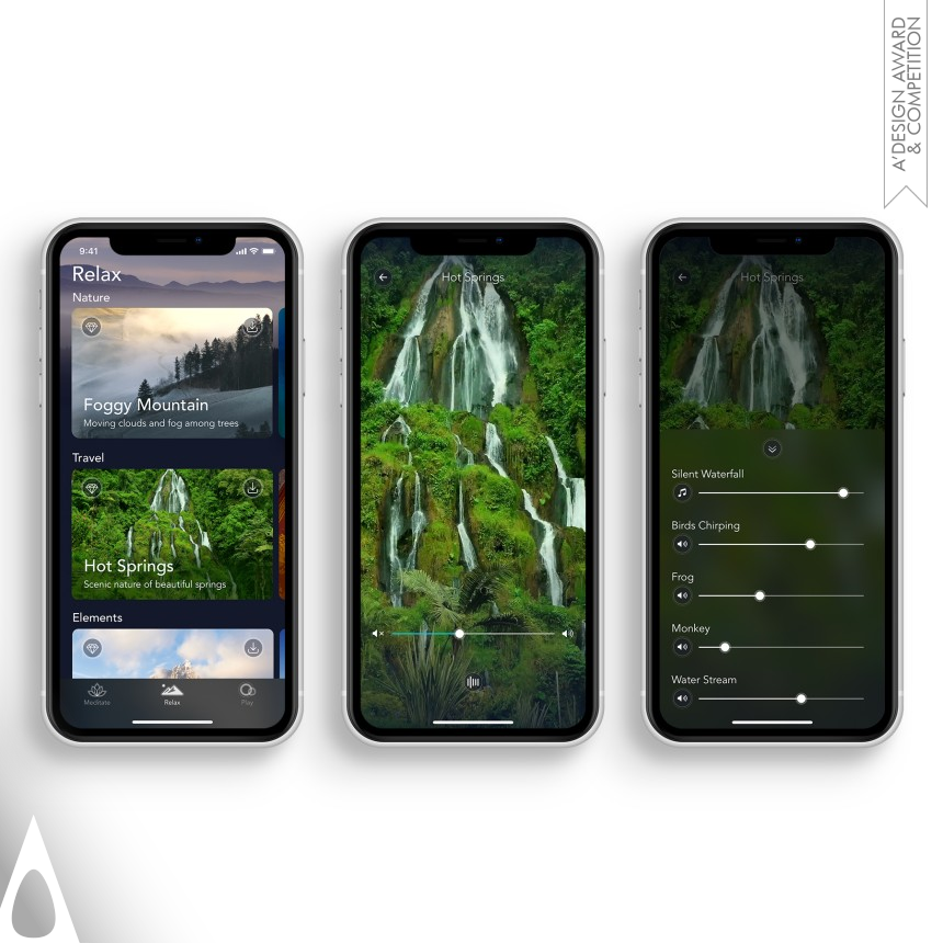 Bronze Mobile Technologies, Applications and Software Design Award Winner 2019 Music Zen - Relaxing Sounds Mobile Application 