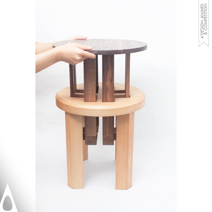 Iron Furniture Design Award Winner 2019 Folded Window Pattern Two-in-One Folded Stool 