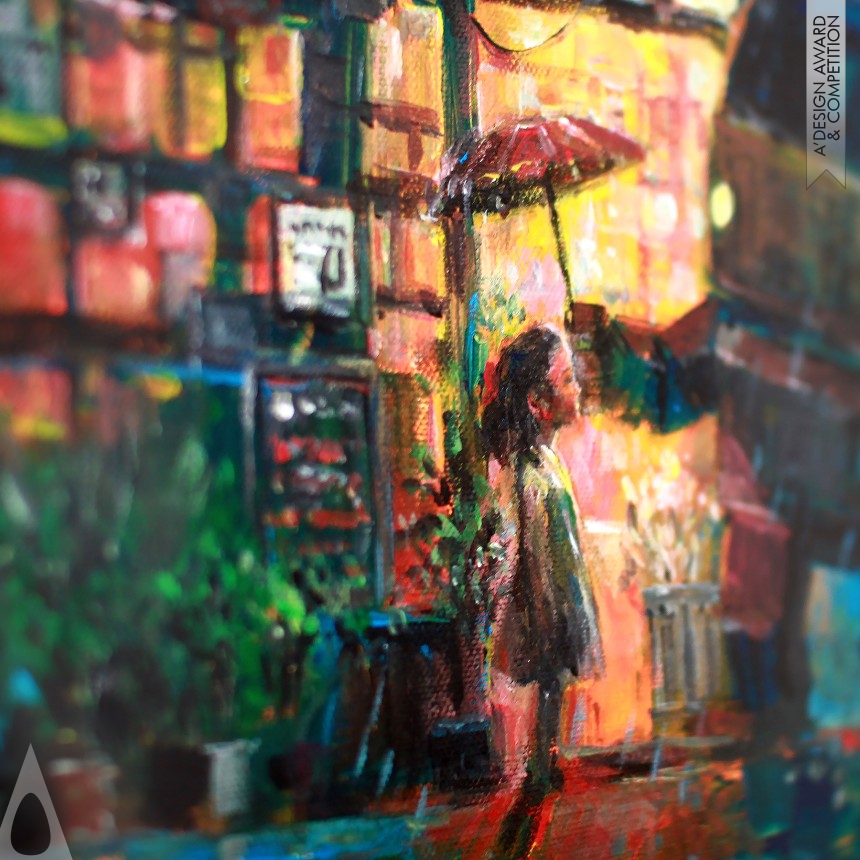 Jong Won Park's Rainy Day Acrylic Painting