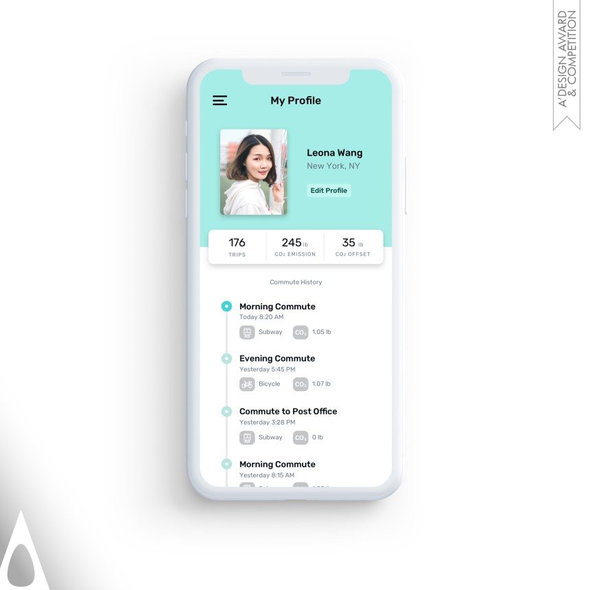 Iron Mobile Technologies, Applications and Software Design Award Winner 2019 Commute Carbon App 
