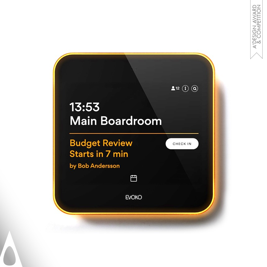 Silver Digital and Electronic Device Design Award Winner 2019 Evoko Liso Room Management Solution 