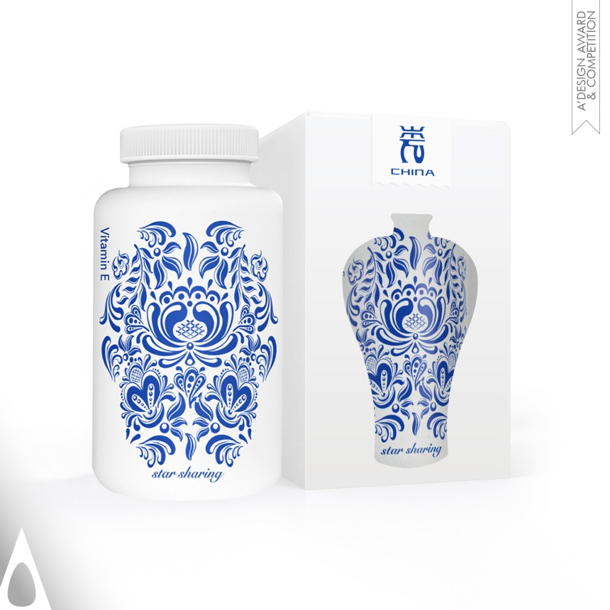 Wei Peng's StarSharing Blue and White Nutritional Supplement Packaging