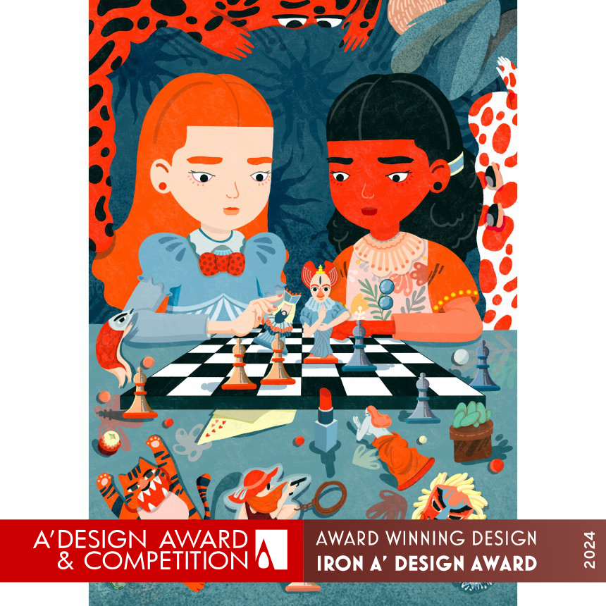 Girls with Chess Editorial Illustration
