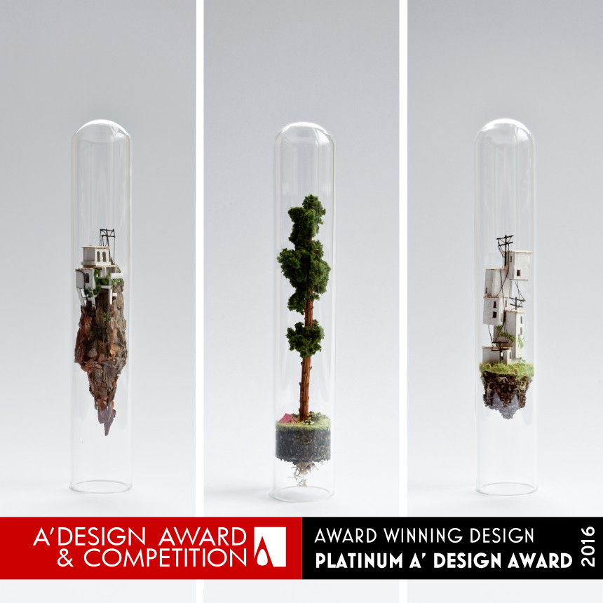 Micro Matter miniature sculptures in glass test tubes