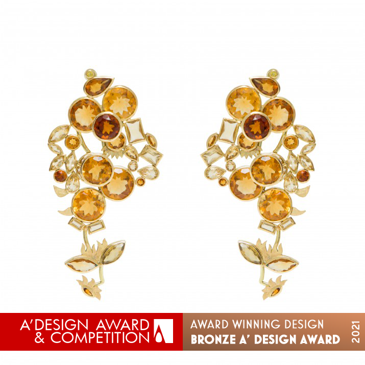 Van Gogh's Sunflowers Earrings by Larissa Moraes Bronze Jewelry Design Award Winner 2021 