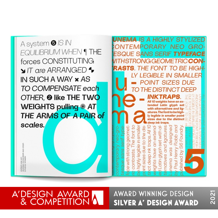 Lunema Specimen Typeface Book by Paul Robb Silver Graphics, Illustration and Visual Communication Design Award Winner 2021 