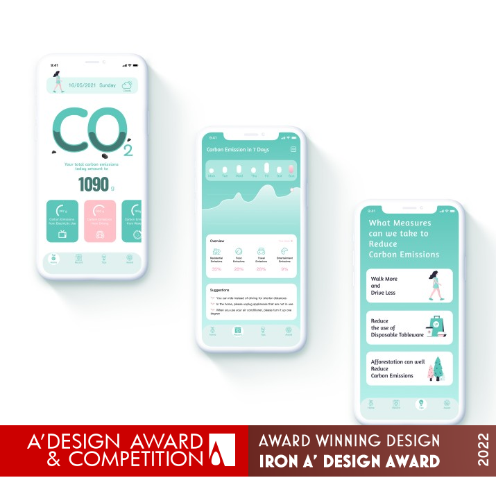 Carbon Dashboard Mobile Application by Yaping Shao Iron Sustainable Products, Projects and Green Design Award Winner 2022 