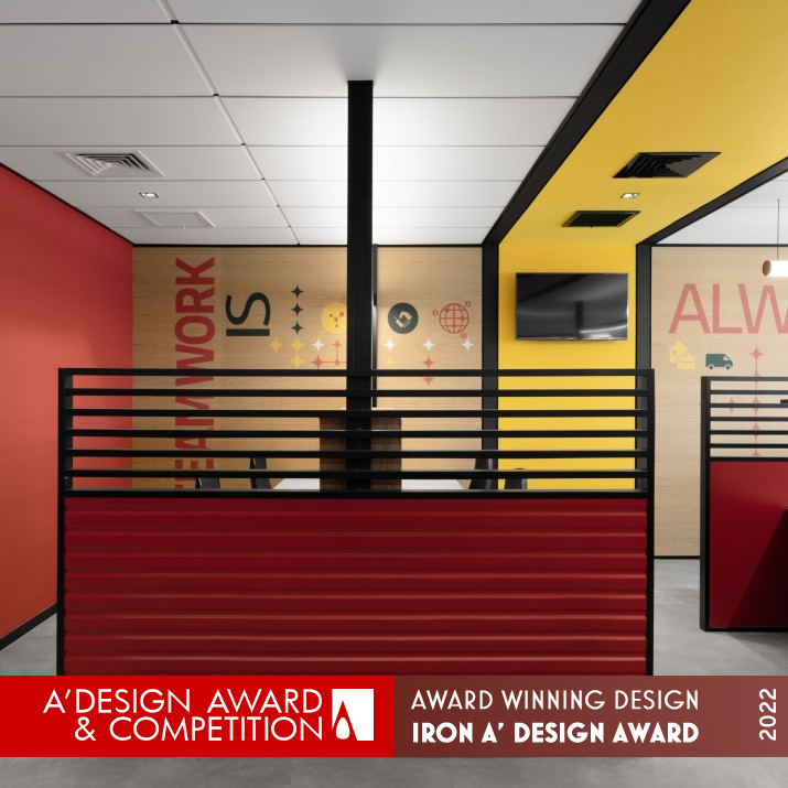 DHL Red and Yellow Office by Hadar Frank Kadmon Iron Interior Space and Exhibition Design Award Winner 2022 