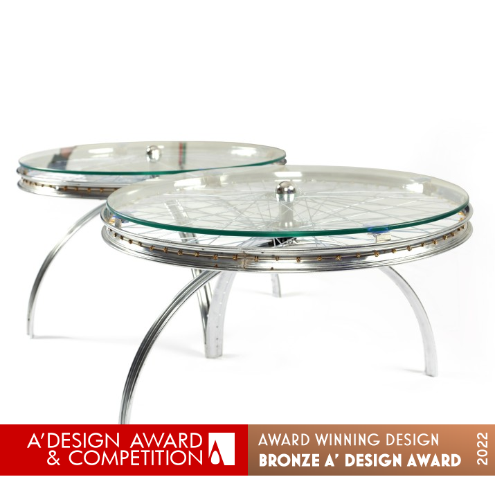 Rims and Spokes Coffee Table by Rashad Habib Bronze Fine Arts and Art Installation Design Award Winner 2022 