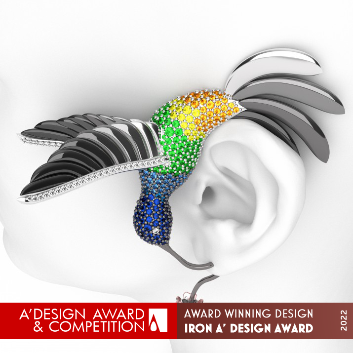 The Hummingbird Single Earring by Eleonora Federici Iron Jewelry Design Award Winner 2022 