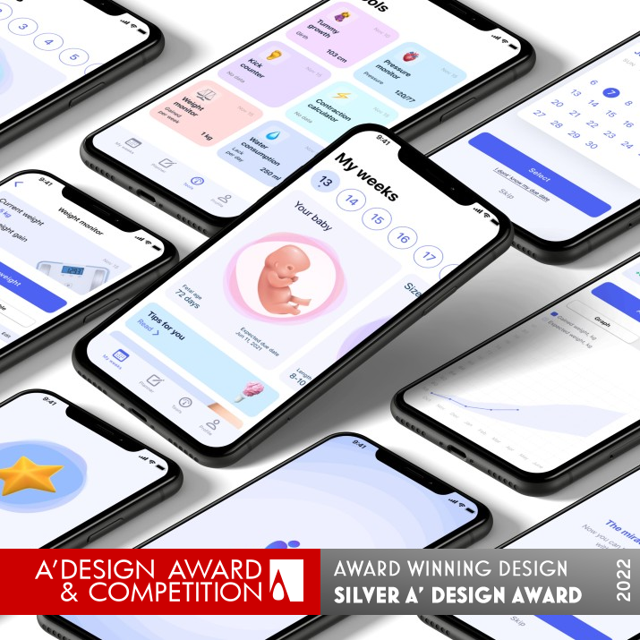 Belly Preg Mobile Application by Ekaterina Pine Silver Mobile Technologies, Applications and Software Design Award Winner 2022 