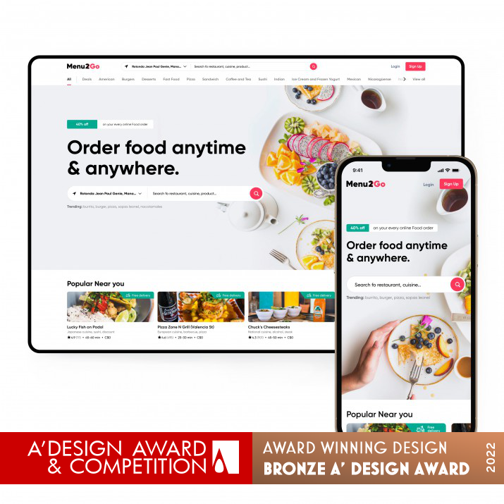 Menu2Go Food Delivery Website by Artur Konariev Bronze Website and Web Design Award Winner 2022 
