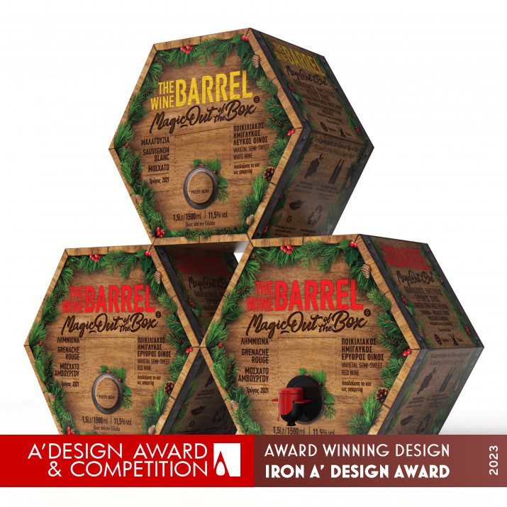The Wine Barrel Xmas Limited Edition Packaging by Antonia Skaraki Iron Packaging Design Award Winner 2023 