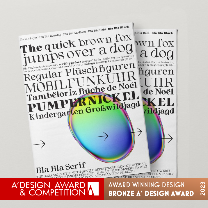 Bla Bla Serif Typeface Specimen by Paul Robb Bronze Graphics, Illustration and Visual Communication Design Award Winner 2023 