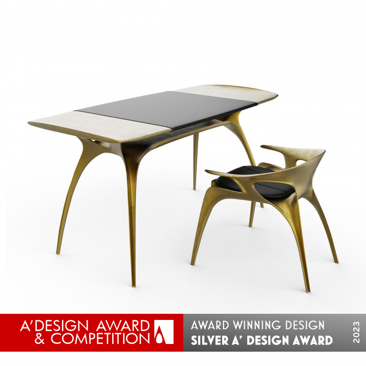 Autumn Leaf Series Writing Desk by Wei Jingye Silver Furniture Design Award Winner 2023 