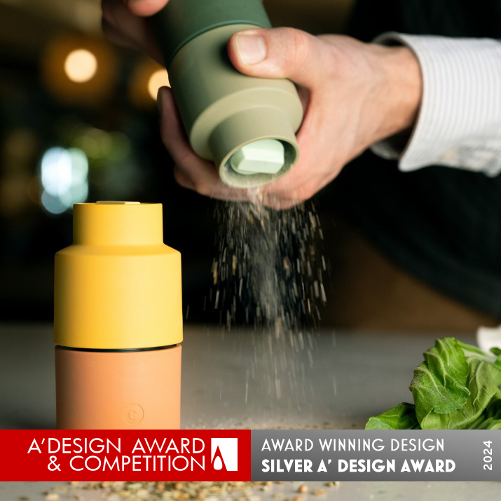 Billund Spice Grinder by Sam Murley Silver Bakeware, Tableware, Drinkware and Cookware Design Award Winner 2024 