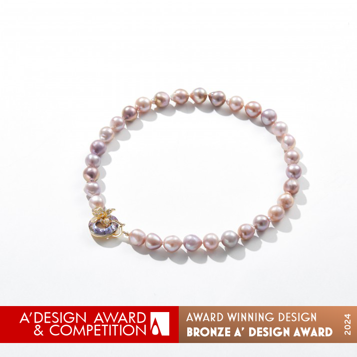 Purple Lily Pearl Necklace by Binying Xu Bronze Jewelry Design Award Winner 2024 