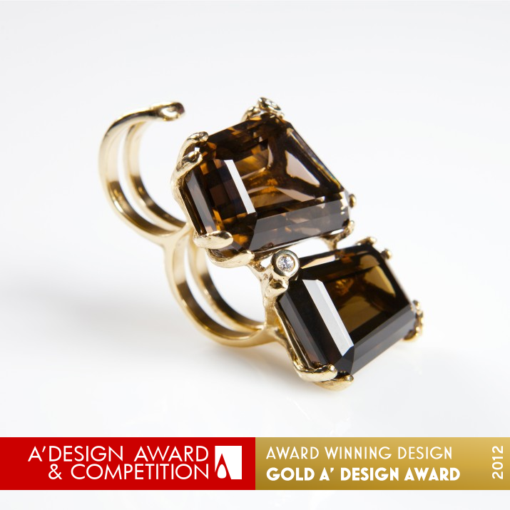 Asymmetrics + Diamonds Double Ring by Marcia Budet Golden Jewelry Design Award Winner 2012 