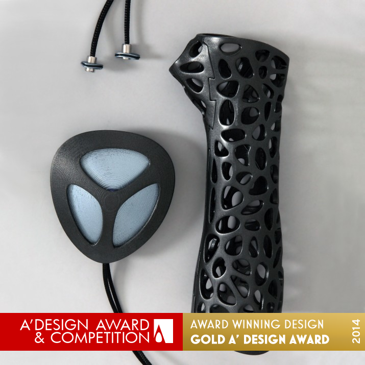 Osteoid Medical cast, attachable bone stimulator by Deniz Karasahin Golden 3D Printed Forms and Products Design Award Winner 2014 