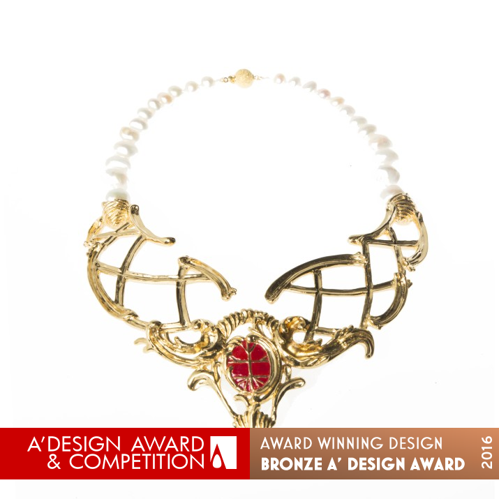 Fishing Net Necklace Neck Piece by Lydia Marisa Siu Bronze Jewelry Design Award Winner 2016 