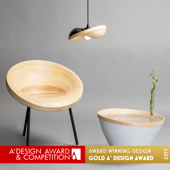 Sagano Chair and lamps by Alice Minkina Golden Furniture Design Award Winner 2017 