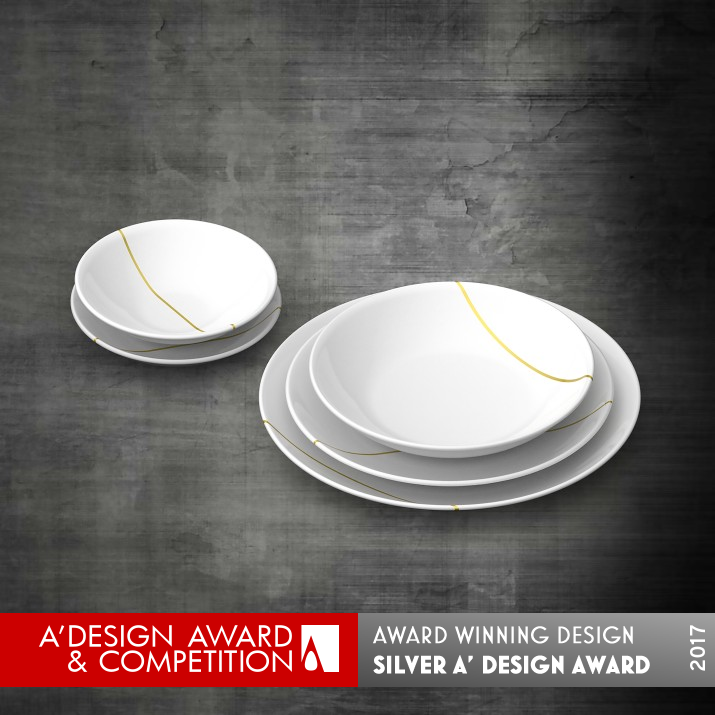 Kintsugi Tableware Set by Davide Chiesa and Andrea Croci Silver 3D Printed Forms and Products Design Award Winner 2017 