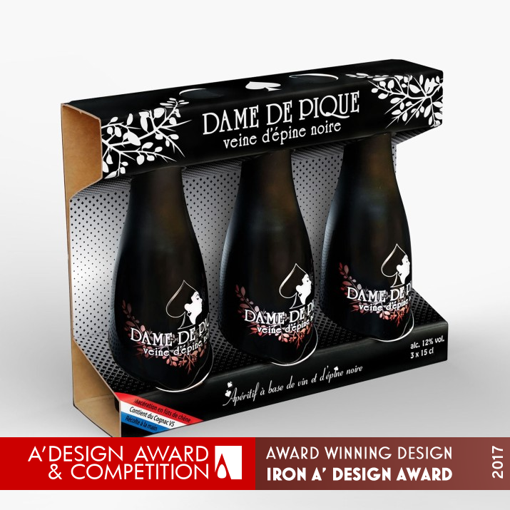 Dame de Pique Bottle packaging by Romuald Vincent Iron Packaging Design Award Winner 2017 