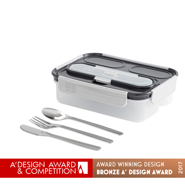 3 Compartment Gourmet Bento Lunch Container with utensils by Wei Young Bronze Bakeware, Tableware, Drinkware and Cookware Design Award Winner 2017 