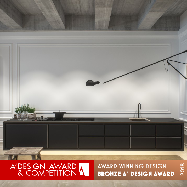 the frame Kitchen by Robert G-Wrkbnch Bronze Furniture Design Award Winner 2018 