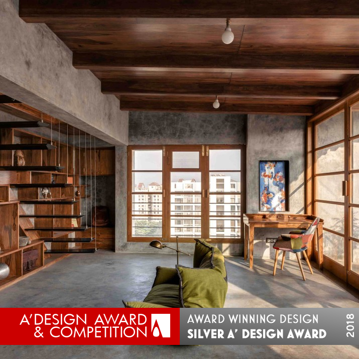 Veranda on a Roof Multifunctional Library Pantry Terrace by Kalpak Shah Silver Interior Space and Exhibition Design Award Winner 2018 