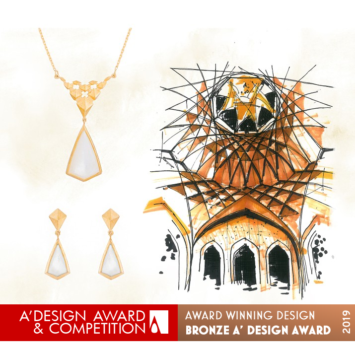 Dolatabad Garden Necklace and Earrings by Somayeh Kianpour Bronze Jewelry Design Award Winner 2019 