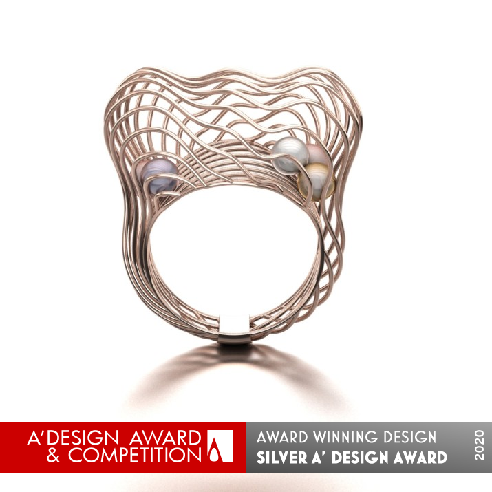 Dancing Pearls Ring by Asal Najafi Silver Jewelry Design Award Winner 2020 