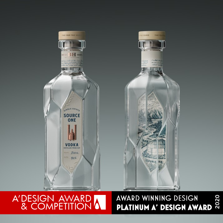 Source One Vodka Spirits and Alcohol by Aether NY, LLC Platinum Packaging Design Award Winner 2020 