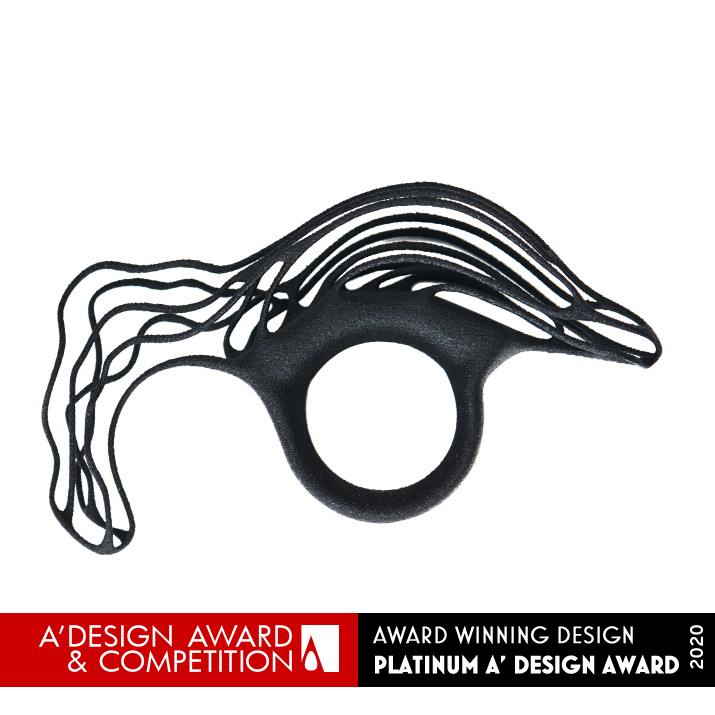 Dance Anatomy Ring and Earrings by Ksenia Zagaynova Platinum Jewelry Design Award Winner 2020 