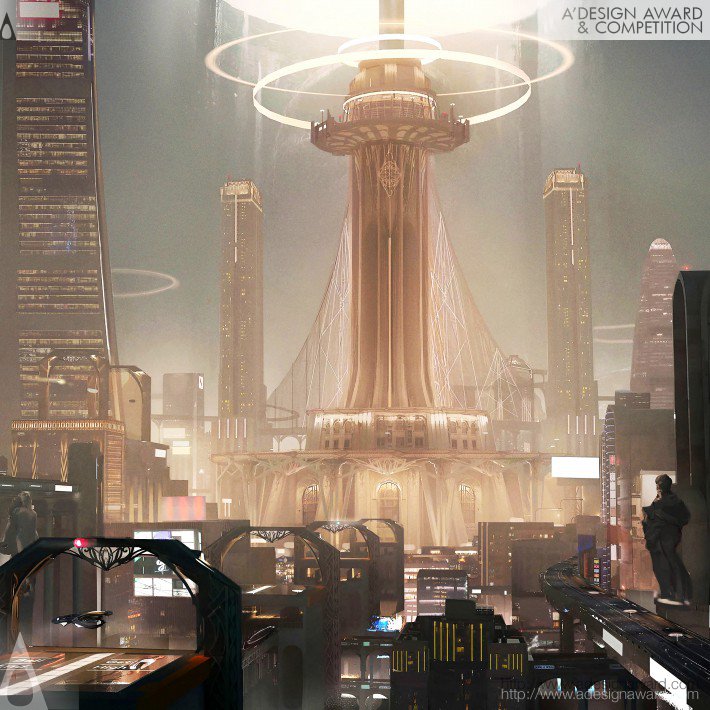 Futuristic City Concept Art Illustration by Yuwei (Rita) Li