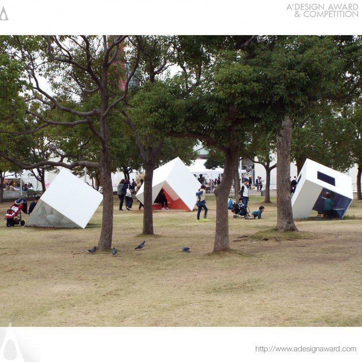 Three Cubes in The Forest Movable Pavilion by Kotoaki Asano