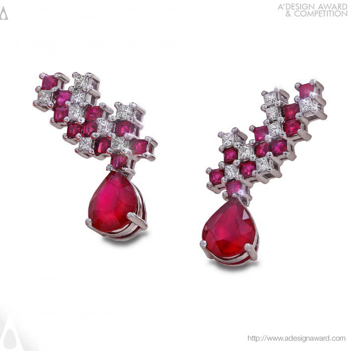 Nima Nazem Zomorodi - Ruby Pixels Earrings