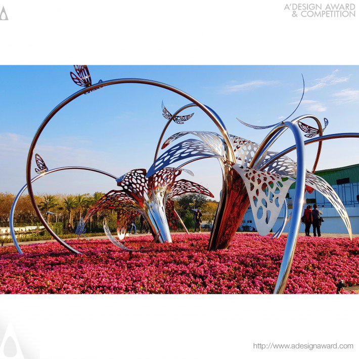 Flowers and Butterflies Are Dancing Public Art by Kuo-Hsiang Kuo