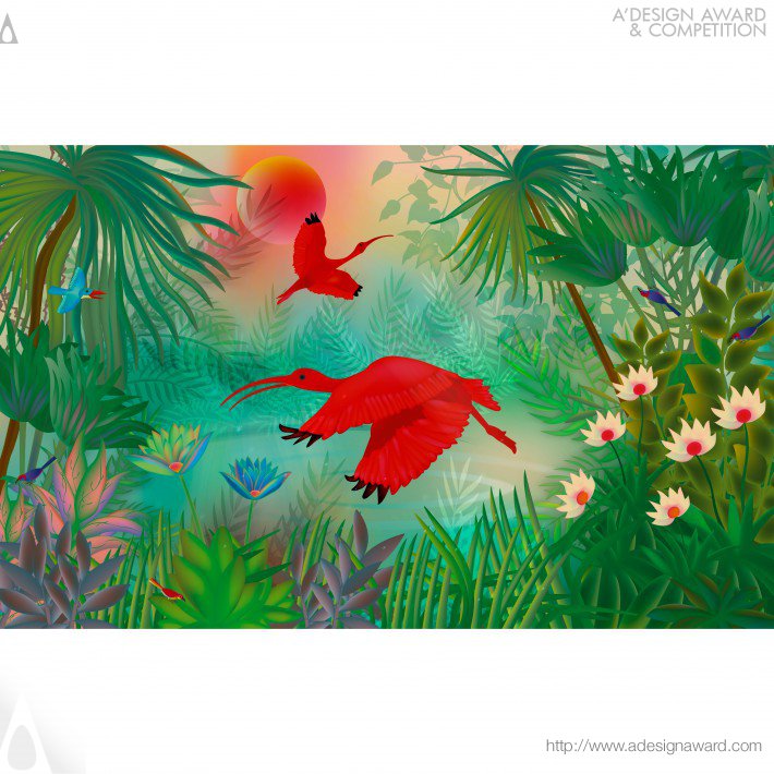 Scarlet Ibis Visual Art by Gabriela Delgado