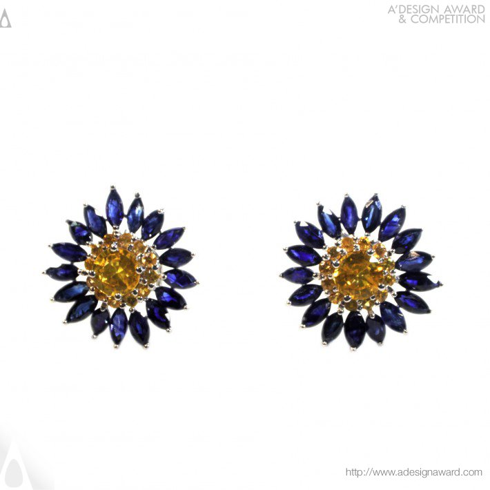 Teong Yan Ni - Blue Daisy Multifunctional Earrings