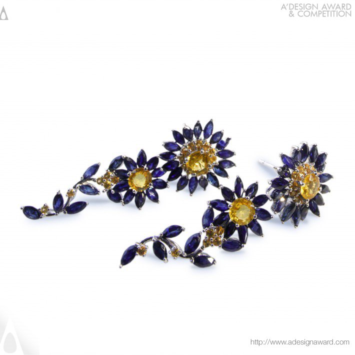 Blue Daisy Multifunctional Earrings by Teong Yan Ni