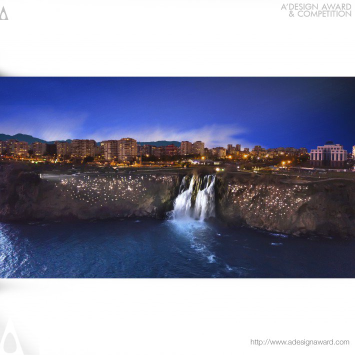 Duden Waterfall Nature Themed Light Art by Cengiz Sentürk