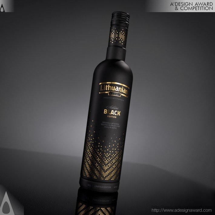 Lithuanian Vodka Gold. Black Edition Bottle Decor by Asta Kauspedaite