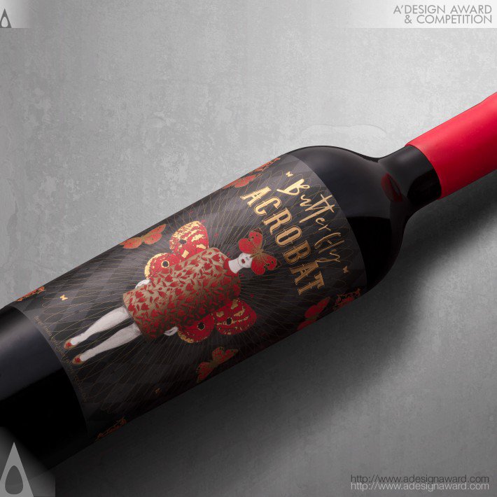 Butterfly Acrobat Wine Packaging by Ximena Ureta