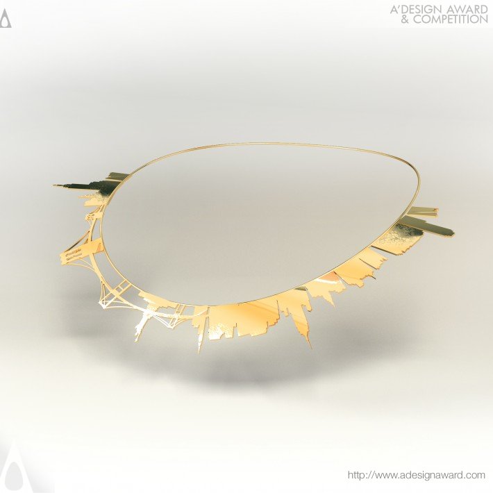 Golden Cities Necklace, Earrings by Evgeniya Matsukevich