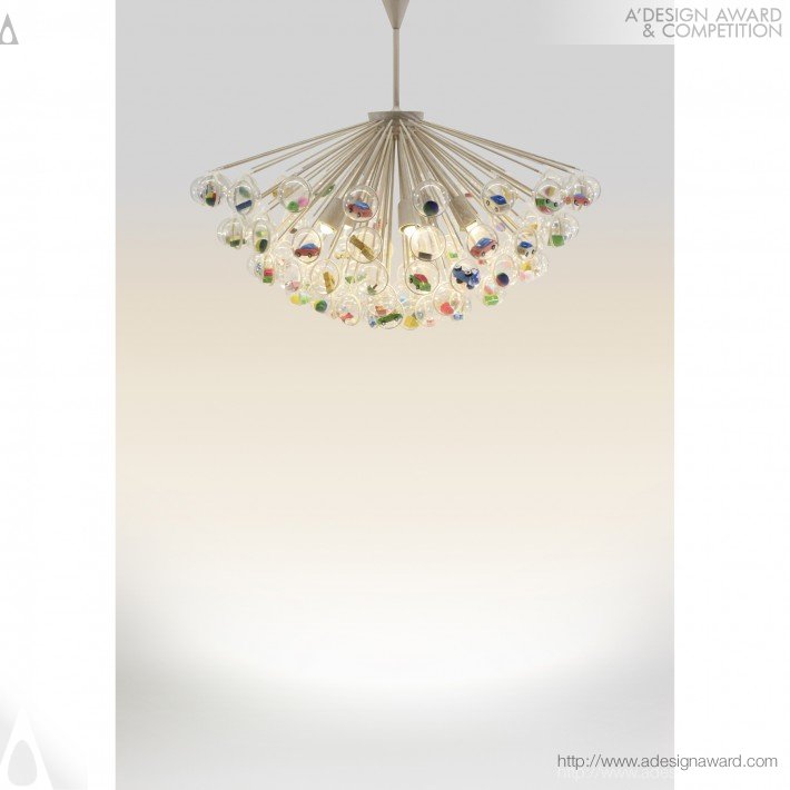 Pendant Lamp With Hanging Capsules by Lam Wai Ming