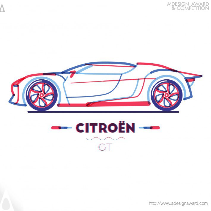 Nikolay Ivanov - Citroen in Lines Illustration