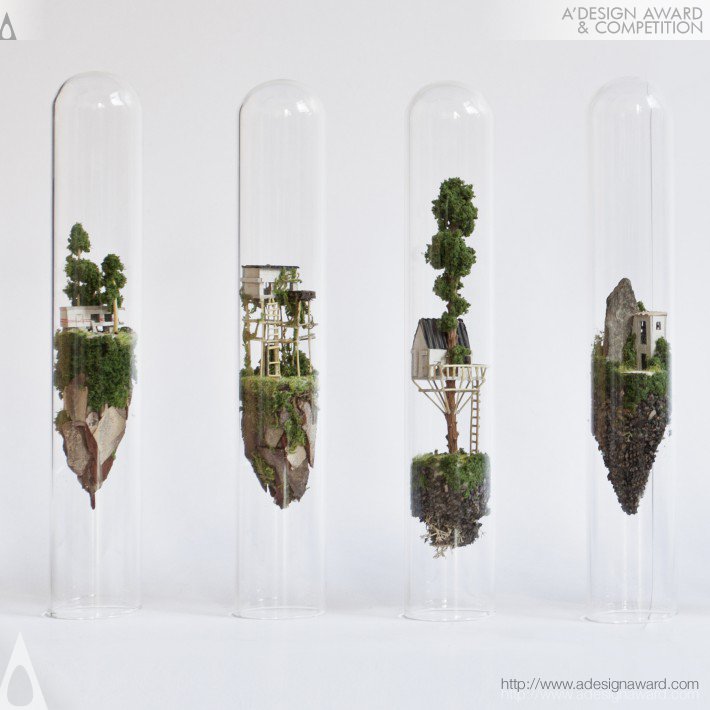 Rosa de Jong Miniature Sculptures in Glass Test Tubes